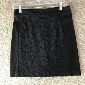 Pencil skirt with lace overlay